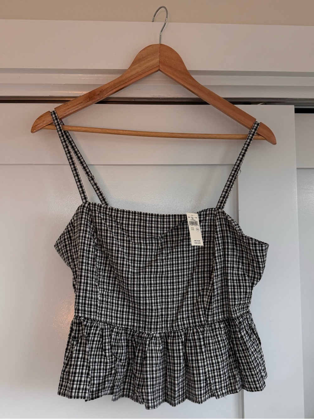 Aerie Peplum Gingham Cami Pajama Top - M - NWT
